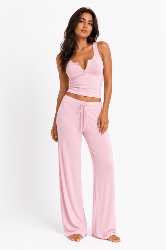 Ensemble Détente Femme en Modal Rose – Débardeur & Pantalon | StayCosy